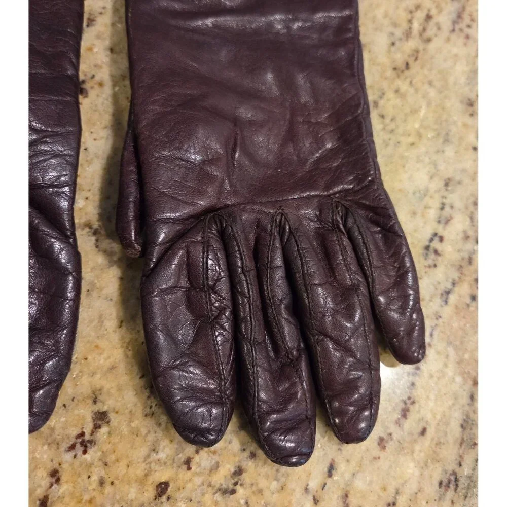 Vintage Womens Size M Burgundy Leather Lined 10